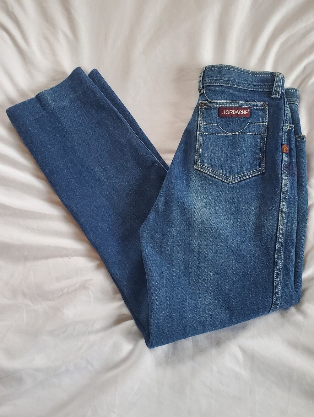 Jordache Vtg #2059 High Waist Slim Straight Blue Denim Jeans, Sz 12 (W26/L29)